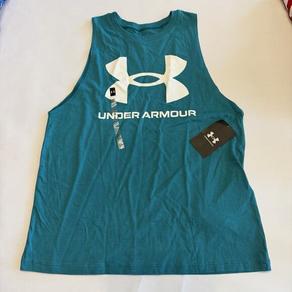 Lot (2) Under Armour Women's UA Sportstyle Graphic Tank Teal And Black Small - Picture 2 of 7